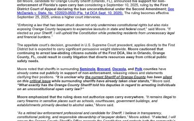 Press Release: Bill Moore on Open Carry: Respect Court Ruling, Protect Taxpayers